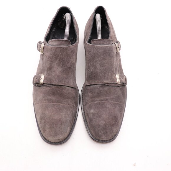 John Varvatos Men\'s Size UK 10 Gray Suede Double Monk Strap Hand made Italy main image 11